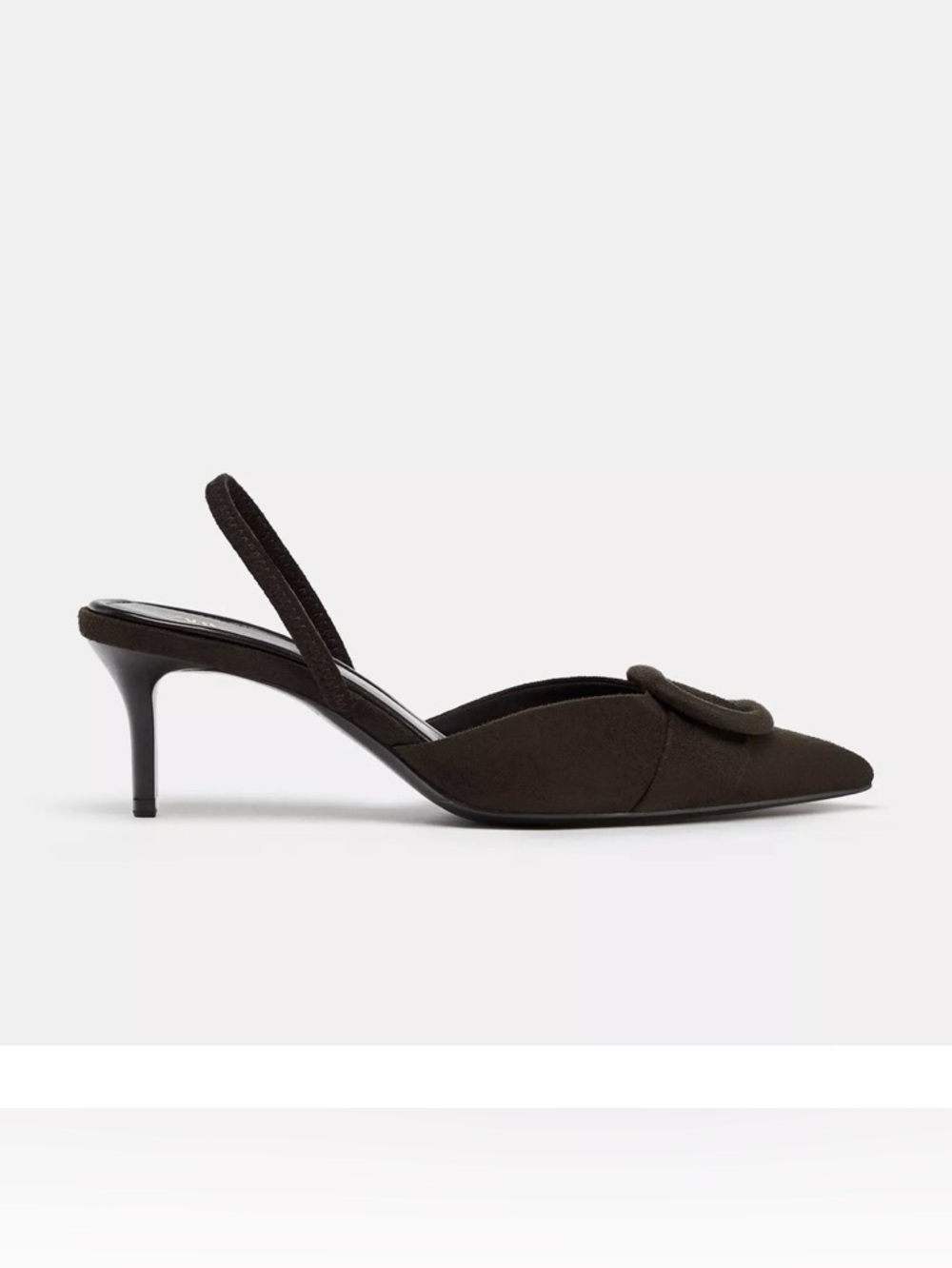 Zara Brown Pointed Slingback Heels